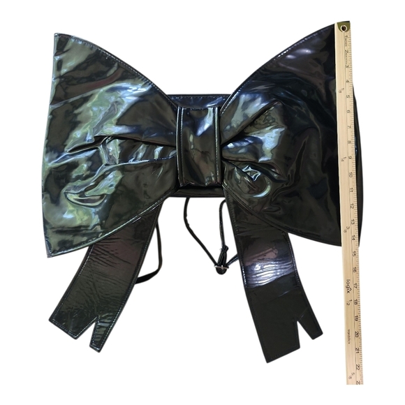Fortnite Oversized Bow Backpack Black Patent Cosplay Y2K Kawaii Statement Bag - Picture 7 of 10